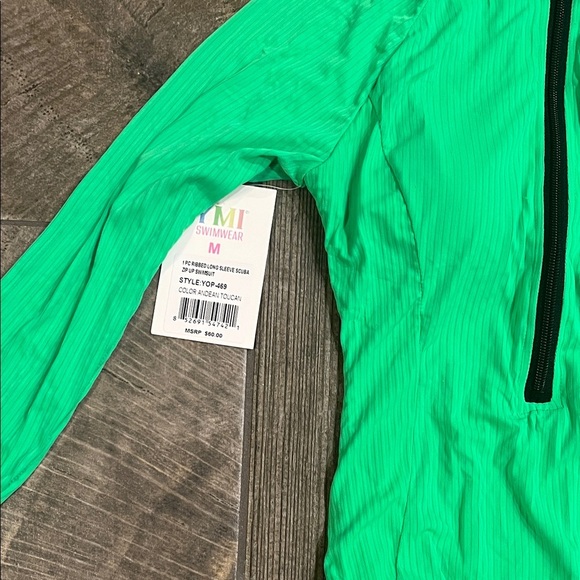 NWT YMI Green Long Sleeve bathing suit  One Piece - Picture 2 of 3
